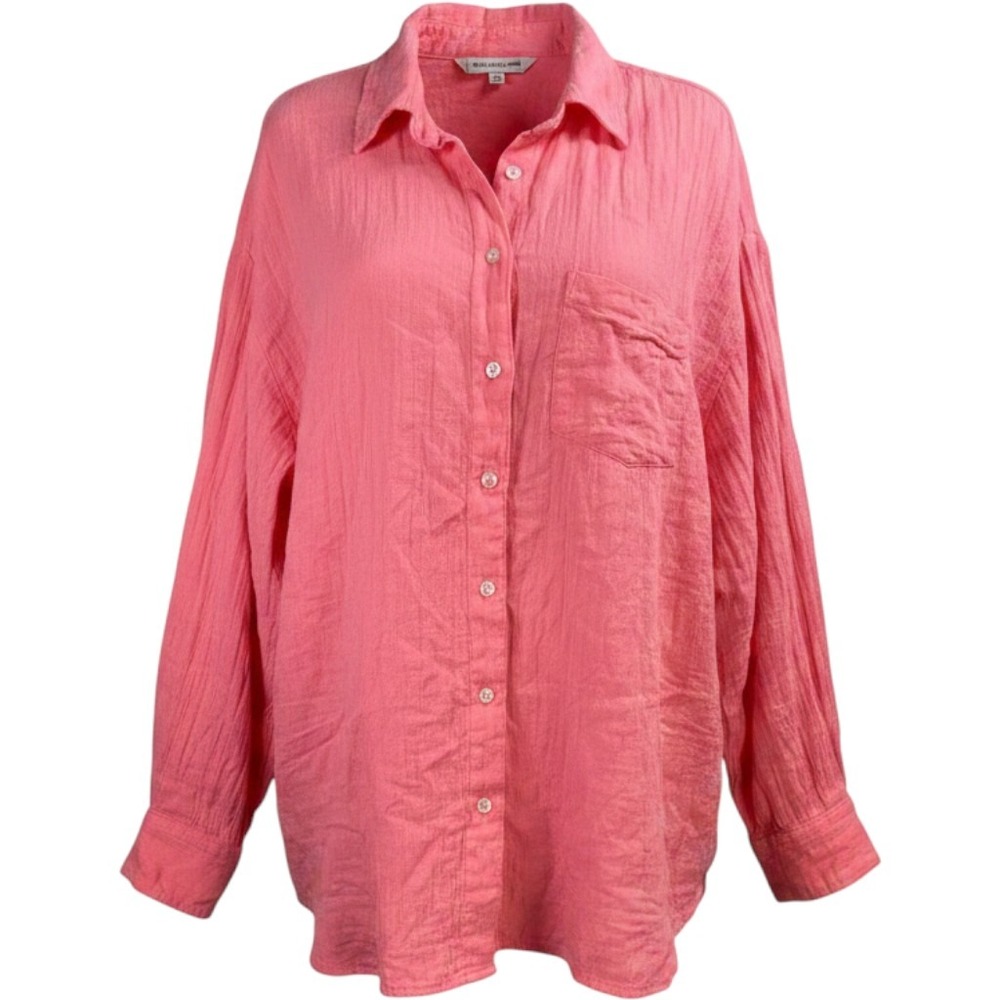 GAP The Big Shirt Womens Medium Pink Cotton Coastal Gauze Button Down Oversized